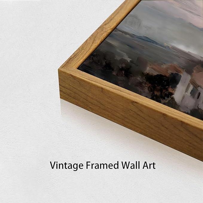 OIQArtOIQ Vintage Landscape Canvas Wall Art Framed Natural Scenery Painting