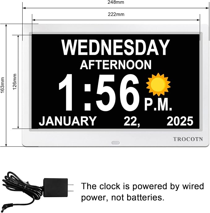 TROCOTN Dementia Clocks, Large Display Calendar Alarm Clock