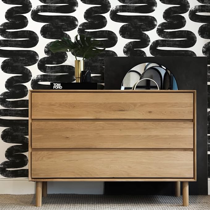 Tempaper x Bobby Berk White & Black Wiggle Room Removable Peel and Stick