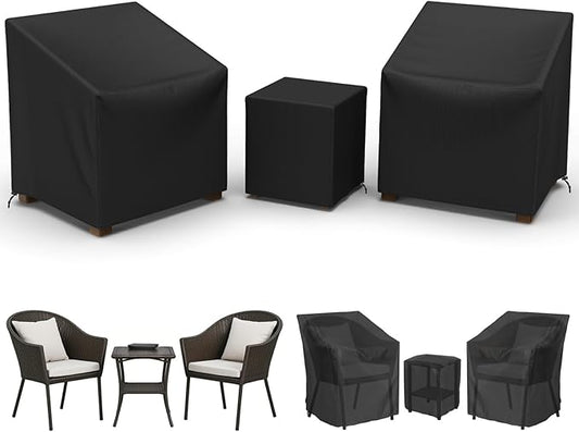 Gasadar Outdoor Furniture Cover Waterproof,3 Piece Patio Furniture Set Cover for Outside Chairs and Coffee Table,Windproof,Black