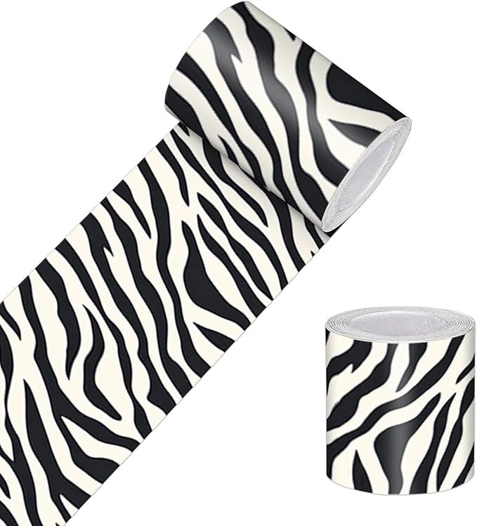 HOMETITUTE Wallpaper Border Peel and Stick Zebra Stripe Texture Decorative Wall