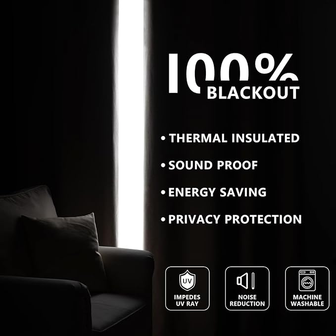 IGEMAEVE 100% Blackout Curtains 108 Inches Long