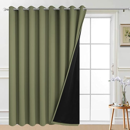 Yakamok 100% Blackout Thermal Insulated Sliding Door Curtains, Noise Reducing