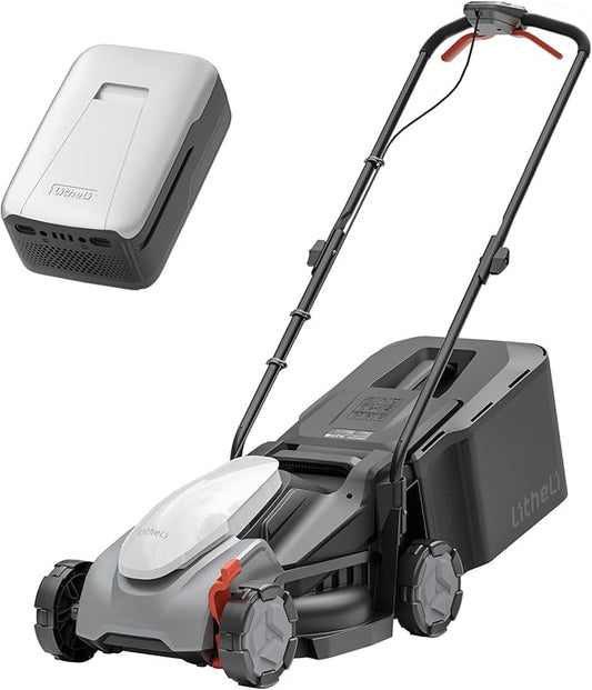 Litheli 14 Inch Battery Lawn Mower, Lightweight Push Mower with 5.0Ah Battery, Easy-Start Cordless Grass Cutter for Small Yards