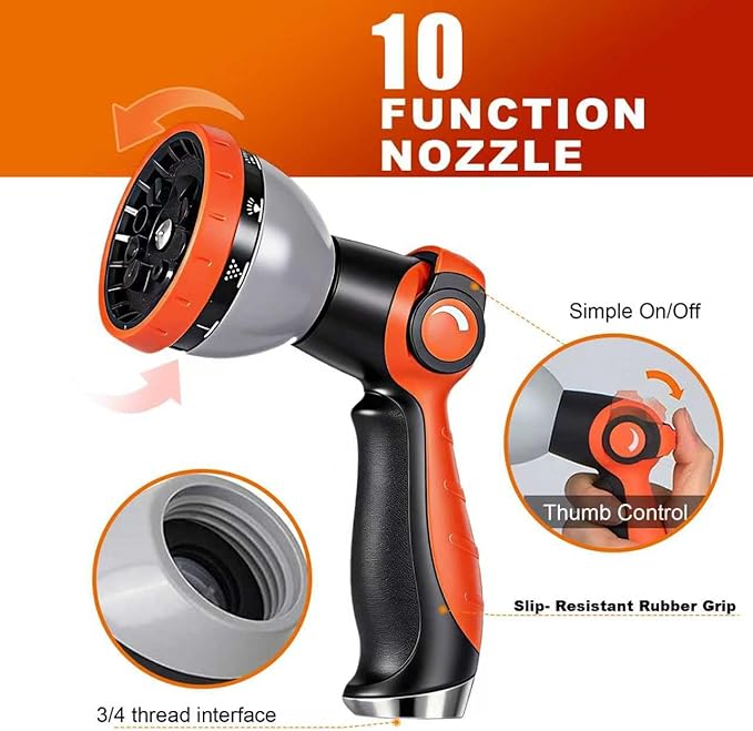 Garden Hose 100FT - 600PSI High Pressure, Kink-Free & Lightweight,No Expanding, Abrasion Resistant Water Hose for Car Wash, Lawn, Watering