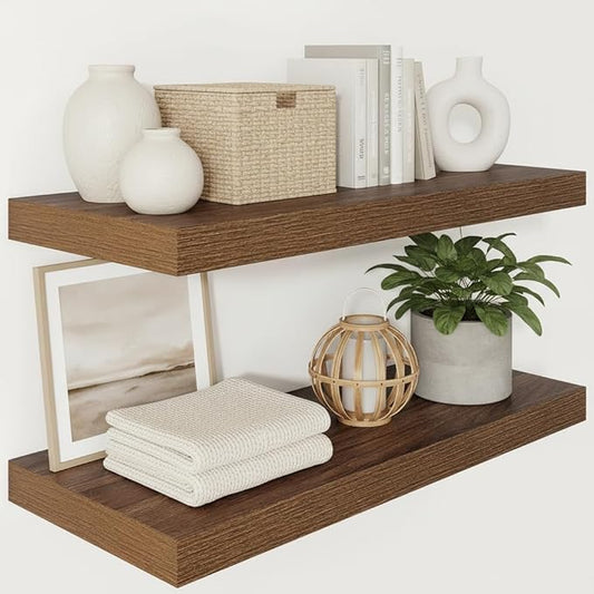 Vivelove Wide Floating Shelves for Wall 12 Inch Deep, 2 Inch Thick Shelf for