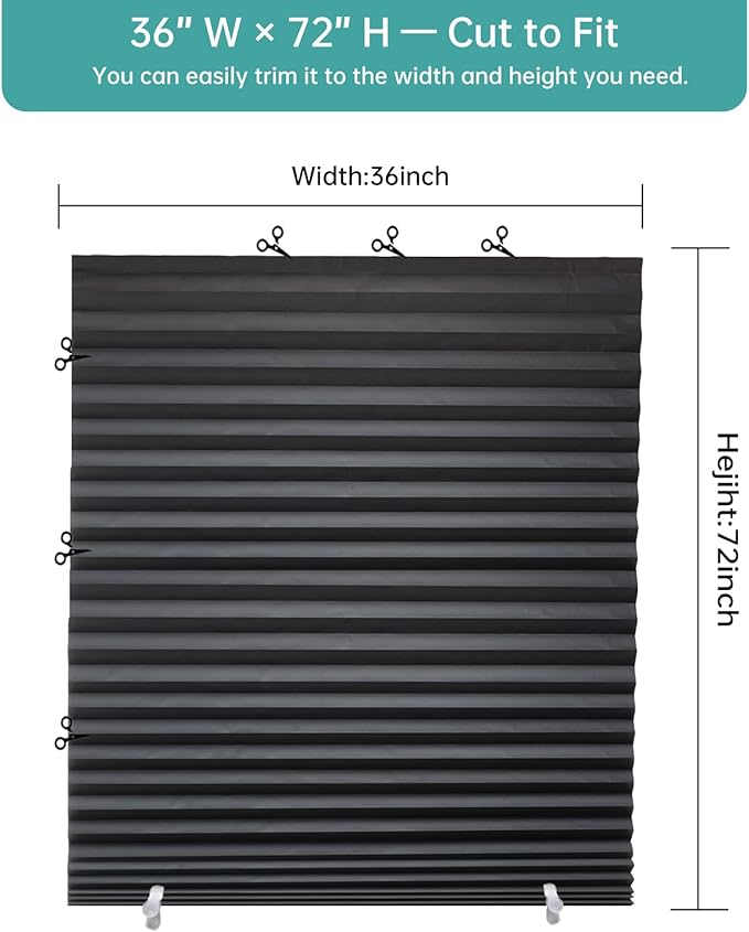 Changshade 6 Pack Temporary Shades, Pleated Paper Blinds