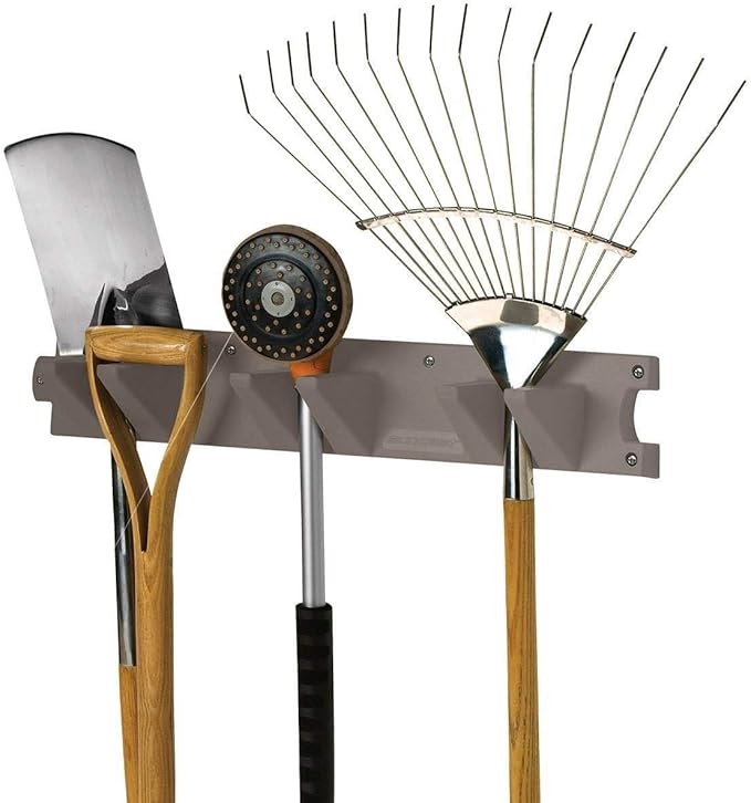 Suncast 2 Pack Wall Stud Mounted Garden Tool Hanger Organizer for Garage or Storage Space, 24 x 4.25 x 6 Inches, Holds Up to 6 Long Handled Tools
