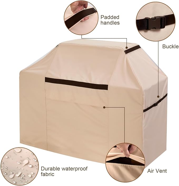 61 Inch BBQ Grill Cover - Heavy Duty Waterproof, Dustproof & Fade Resistant, Easy On/Off with Handles, Fits Weber Char-Broil Nexgrill
