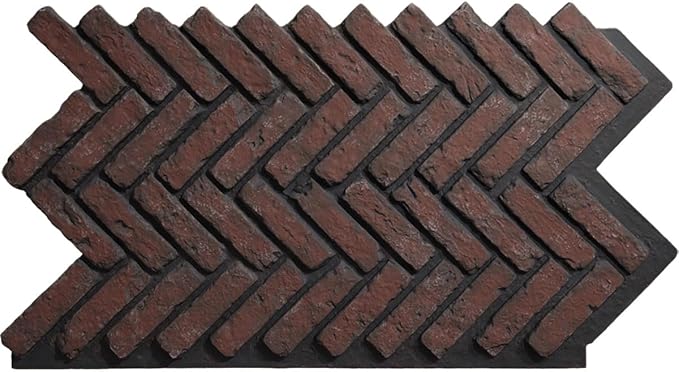EverStone Herringbone Faux Brick Panel, 46 1/2"W x 25 1/4"H x 1"D, Cinder Color