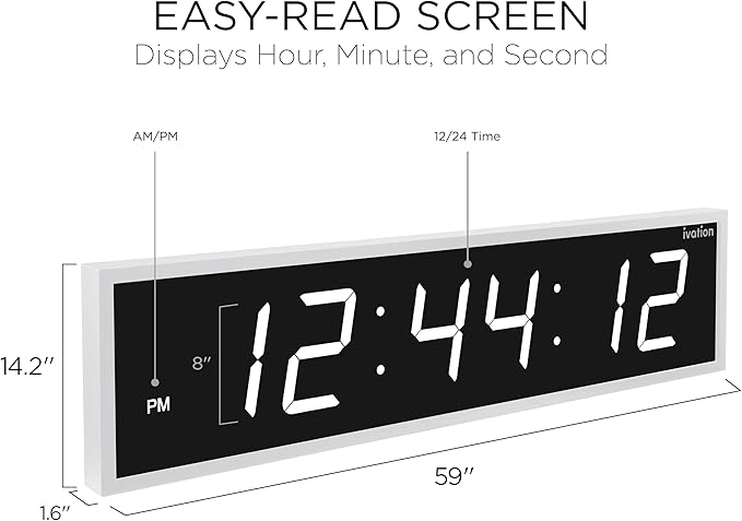 Ivation Huge Oversized 60" Large Digital LED Clock | Big Digital Clock