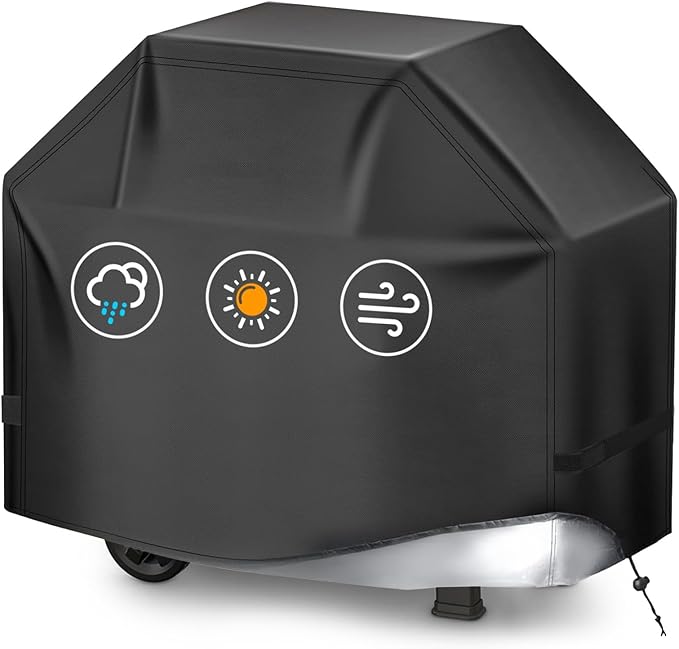 Perfect Grill Cover for Outdoor Grills Waterproof Rip-Proof Weather Resistant for Reliable Protection Griddle Cover Easy to Clean Adjustable Hem Drawstring Fade Resistant (Black, 44)