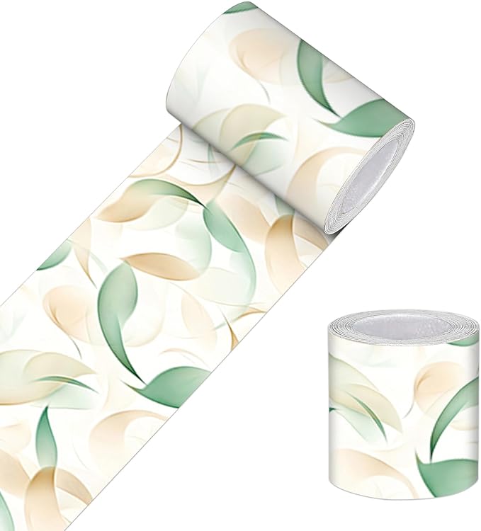 HOMETITUTE Wallpaper Border Peel and Stick Wall Border Green Leaf Watercolor