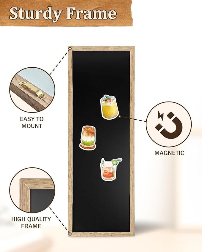 Magnetic Chalkboard for Wall, Long Chalk Board, Wall Hanging Menu for Restaurant