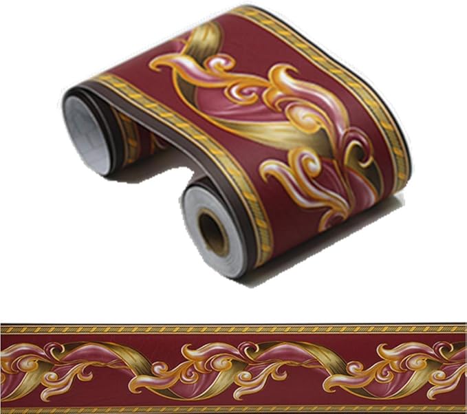 Elegant Peel Stick Red Floral Wallpaper Border Self Adhesive Molding Home