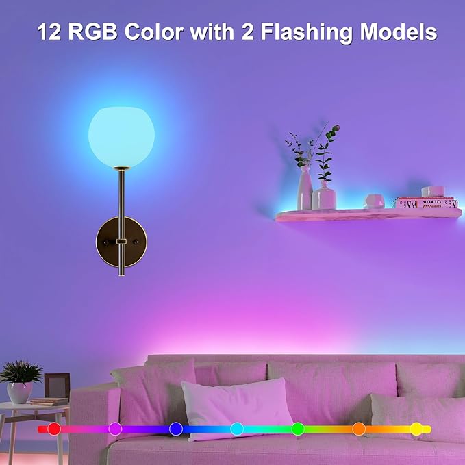 Brown Gold Battery Operated Wall Sconces Set of 2, Rechargeable Wireless Wall