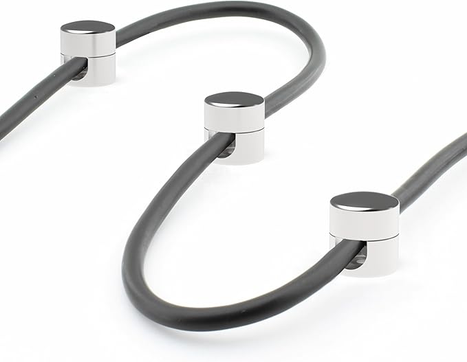 Cable Anchors for Desk Organization | Premium Aluminum Cord Organizers | Charger + Cable Management Clips for Home & Office | Stylish, Sturdy, & Functional | (3 Pack) (Silver)
