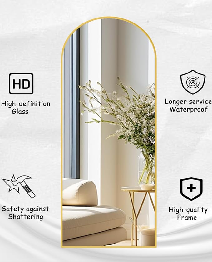 Rowjut Floor Full Length Mirror, Arched Mirrors Full Length 76"x34"