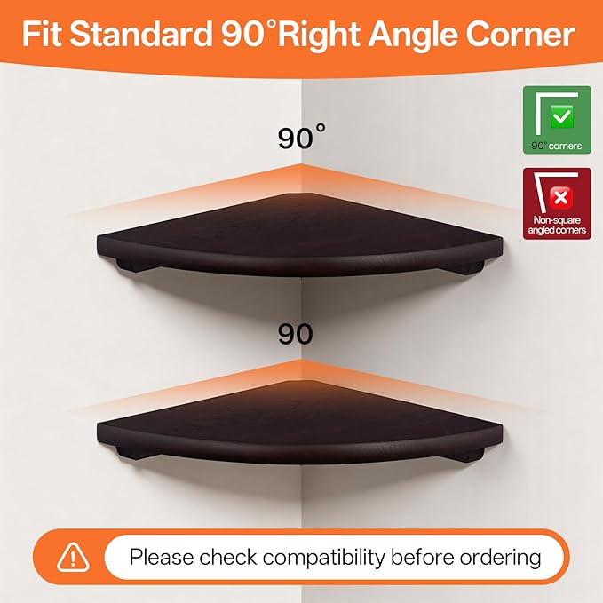 Gieanoo Corner Wall Shelf, 10inch Solid Oak Wood Floating Corner Shelf