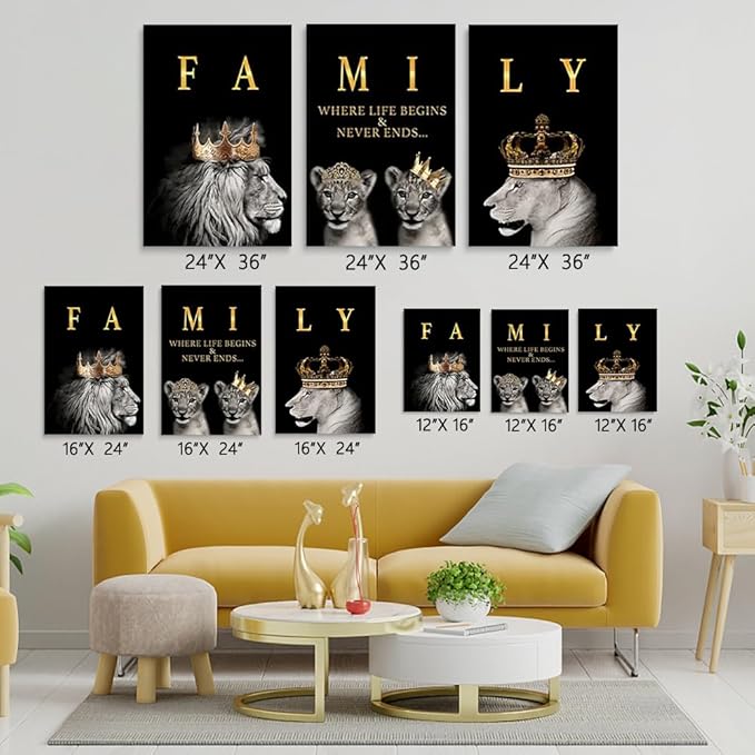GUBIYU Family Life Begins Never Ends Words Sign Decor Black Gold Wall Art