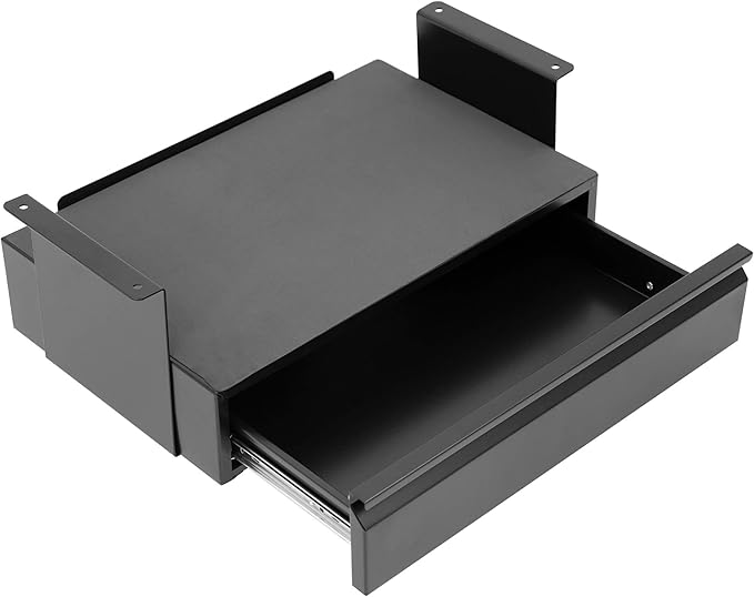 Mount-It! Under Desk Pull-Out Drawer Kit with Laptop and Tablet Shelf | Office Storage Organizer | Mounts to Desktops Tables and Workbenches Over 0.71 Inches Thick | Matte Black