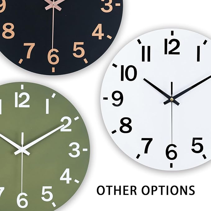 HZDHCLH Wall Clock 8 Inch Silent Non Ticking Wood Battery Operated White Wooden