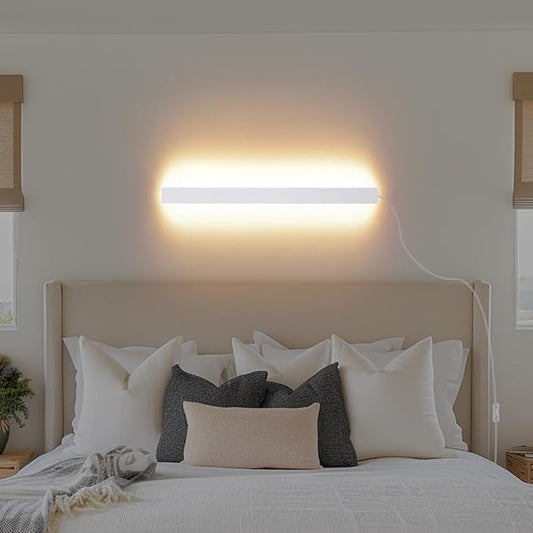 KELUOLY Modern Plug in Wall Sconces, 23.6 inch Frosted White LED Long Wall