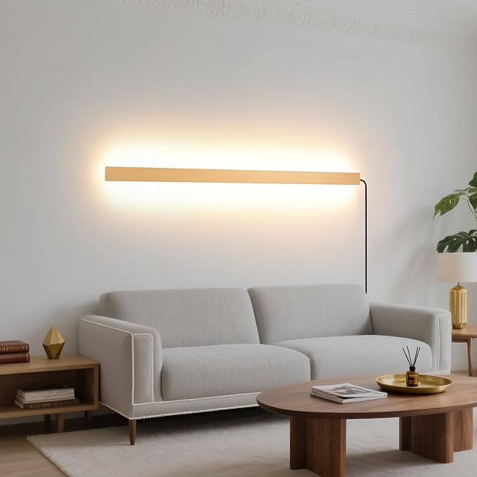 KELUOLY Modern Plug in Long Wall Sconce, 20W Warm White 3000K Acrylic Indoor