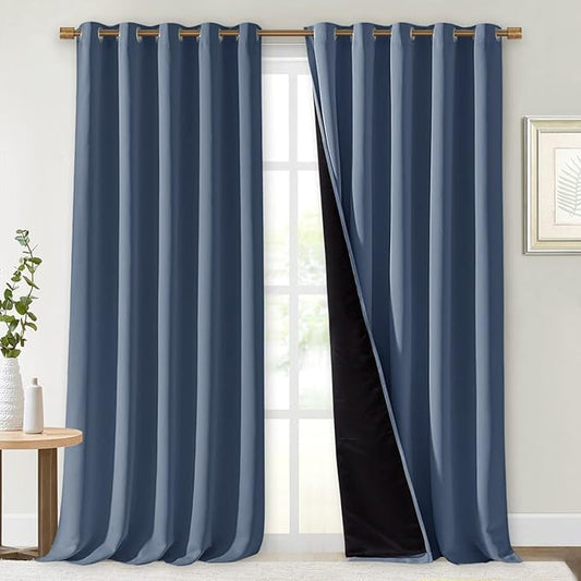 NICETOWN 100% Blackout Curtains 95 inches Long, Pair of Energy Smart & Noise