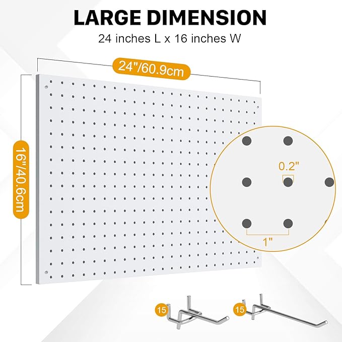 Peg Board, 3 Pack Metal Pegboard Panels White Pegboards Wall Organizer