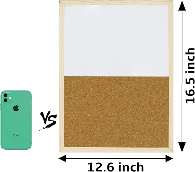 OWLKELA Dry Erase Cork Board 16.5"x12.6", Notice Pin Board, Memo Board