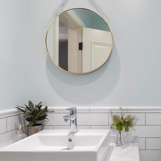 LONGWIN Hanging Wall Circle Mirror Decor Gold Geometric Mirror