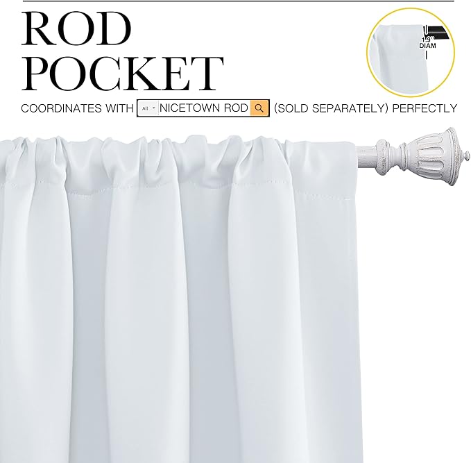 NICETOWN Greyish White Window Curtain Panels