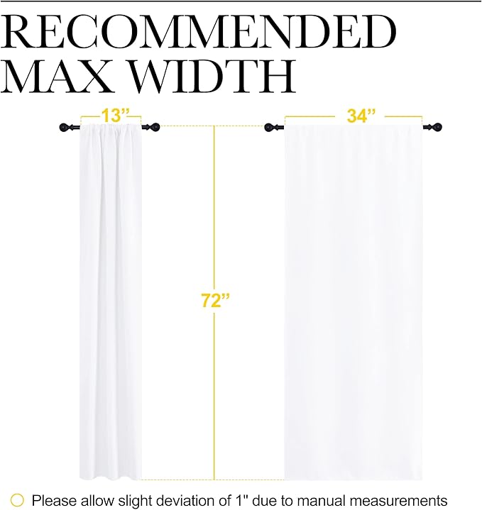 NICETOWN White Curtains 50% Blackout White Curtain Set, Modern Design Solid Rod