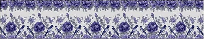 Blue Purple Floral Bird Wallpaper Border 196x4 Inch Peel and Stick Wall Border