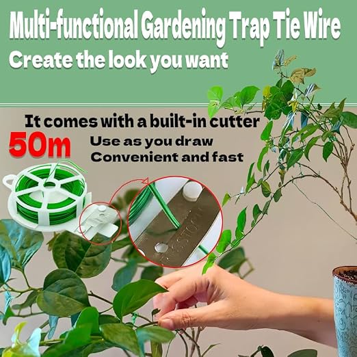 Bonsai Wire 7pcs-5 Rolls of Aluminum Bonsai Training Wire, Cutting Pliers and Plant Ties with Cutter 50 Meter Bonsai Tool Set, Adjustable Anodized Wire 1/1.5/2.0 mm for Bonsai Tree Training DIY Tools