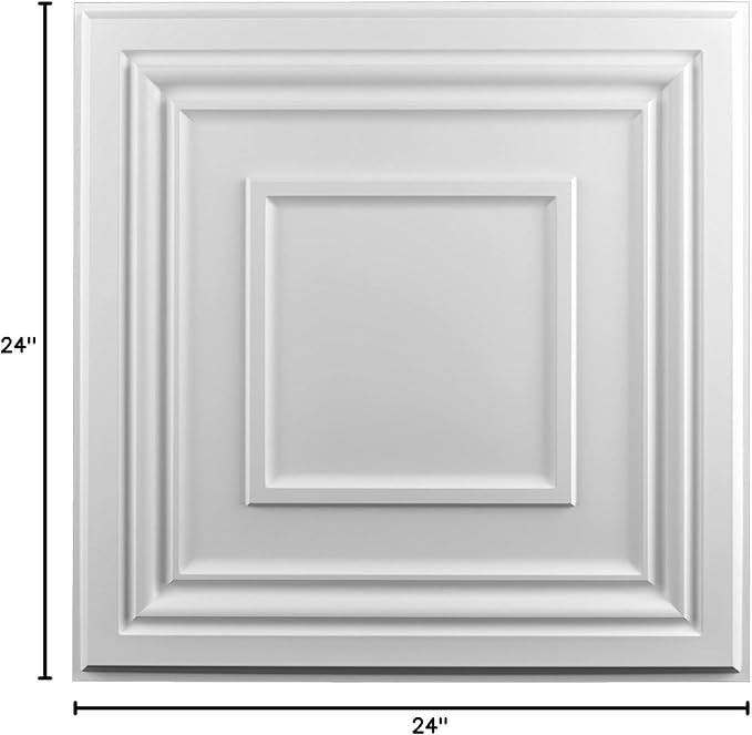 Art3d 48 Pack PVC Ceiling Tiles 24x24 Inches Waterproof Drop Ceiling Tiles/Wall