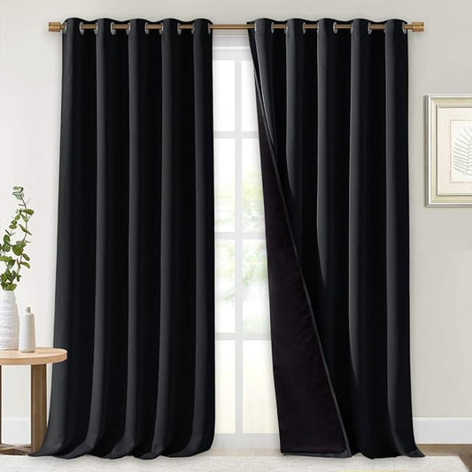 NICETOWN Cold Blocking 100% Blackout Curtains, Durable Black Lined Blackout