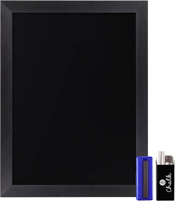 HBCY Creations 18" x 24" Rustic Black Solid Wood Frame Wall Chalkboard