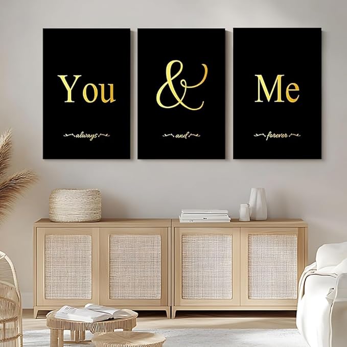 GUBIYU Black and Gold Bedroom Art Love Wall Decor