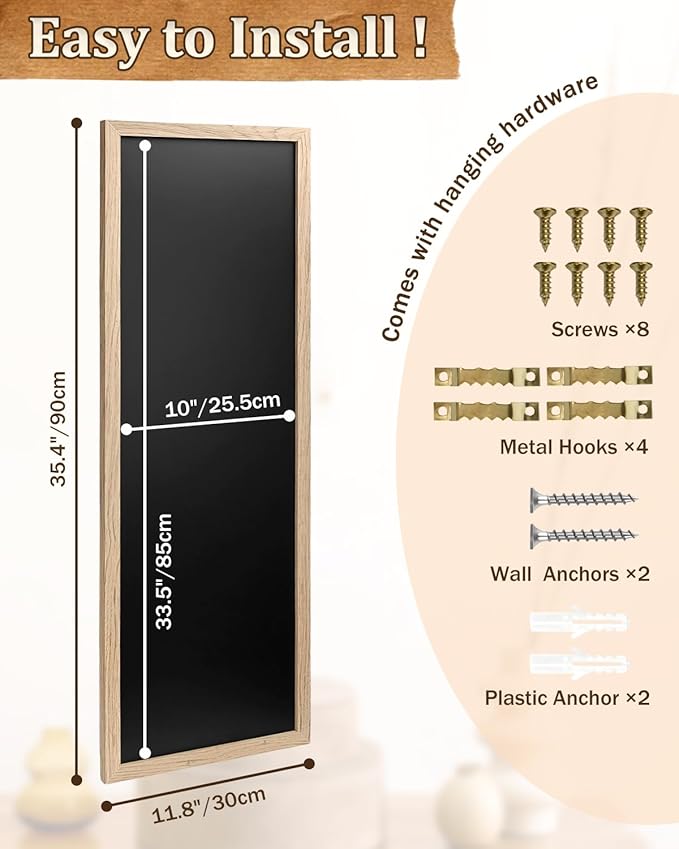 Magnetic Chalkboard for Wall, Long Chalk Board, Wall Hanging Menu for Restaurant