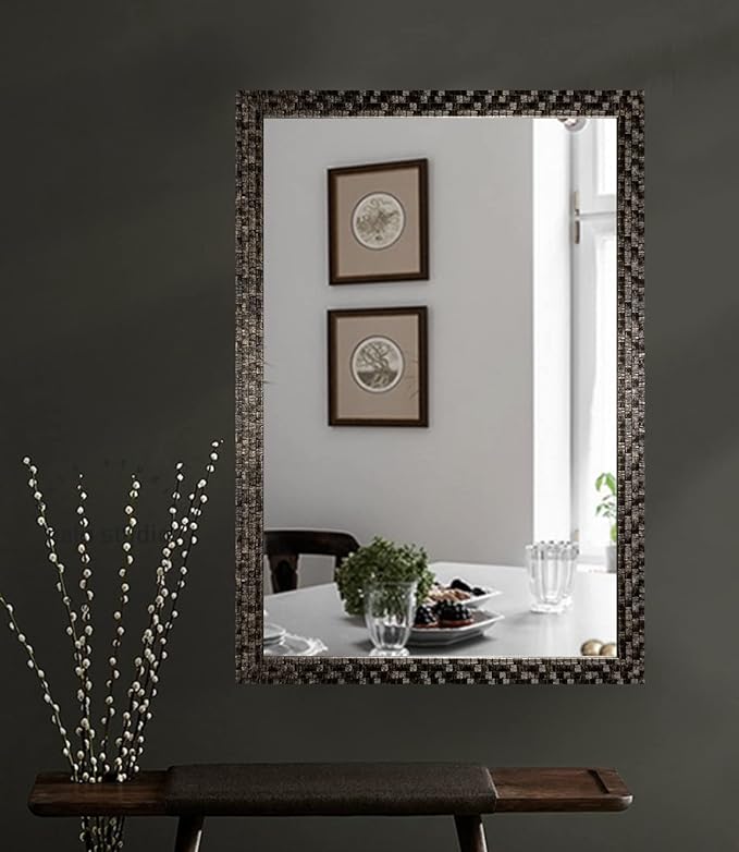 Bathroom Mirrors 40x24 Inch for Wall, Modern Rectangle Black Frame Wall Mounted