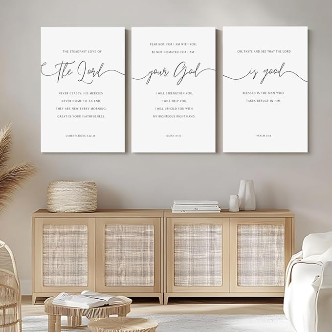 GUBIYU Christian Canvas Wall Art Set of 3, The Lord Your God is Good Wall Art