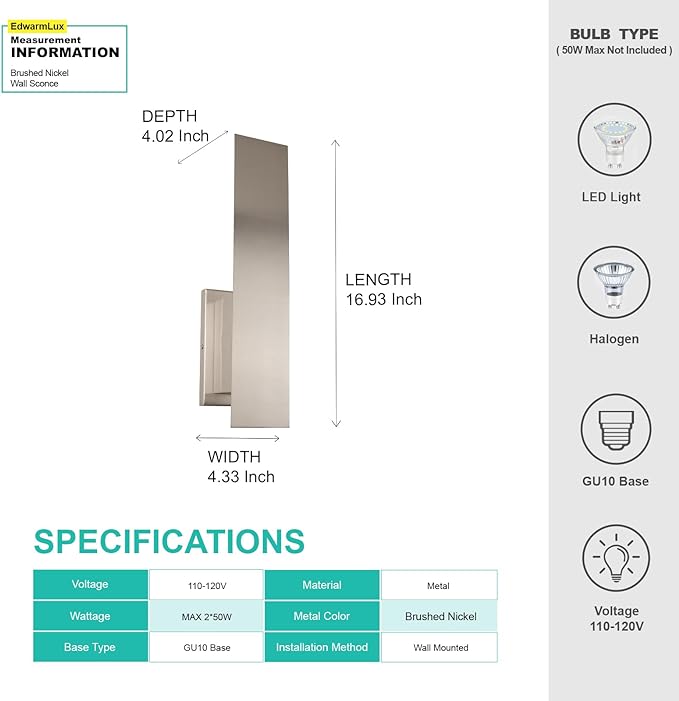 Edwarmlux Indoor Wall Sconces, Modern Wall Lights, Up and Down Wall Mount Light