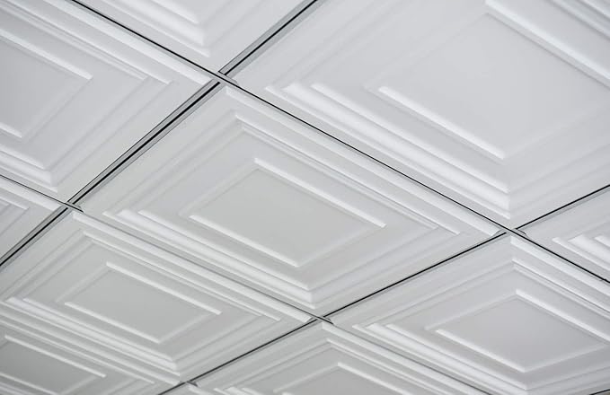Art3d 48 Pack PVC Ceiling Tiles 24x24 Inches Waterproof Drop Ceiling Tiles/Wall