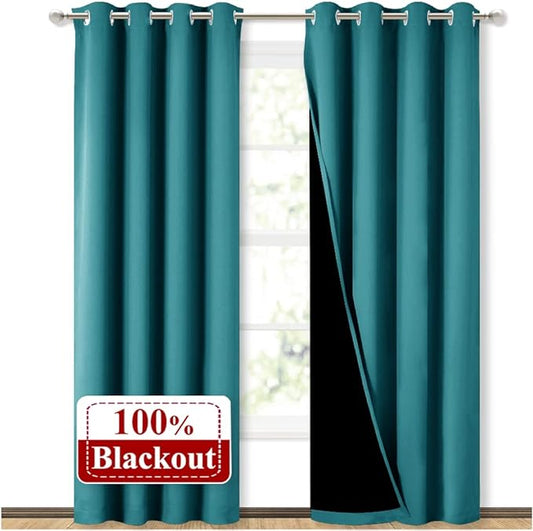 NICETOWN 100% Blackout Curtains 84 inches Long, Pair of Energy Smart & Noise