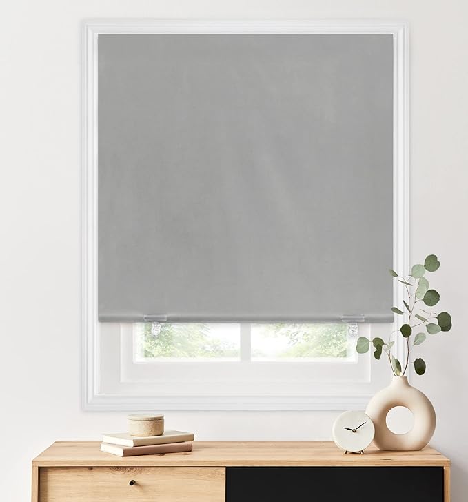 LazBlinds 100% Blackout Roller Shades, No Tools No Drill Cordless Blinds
