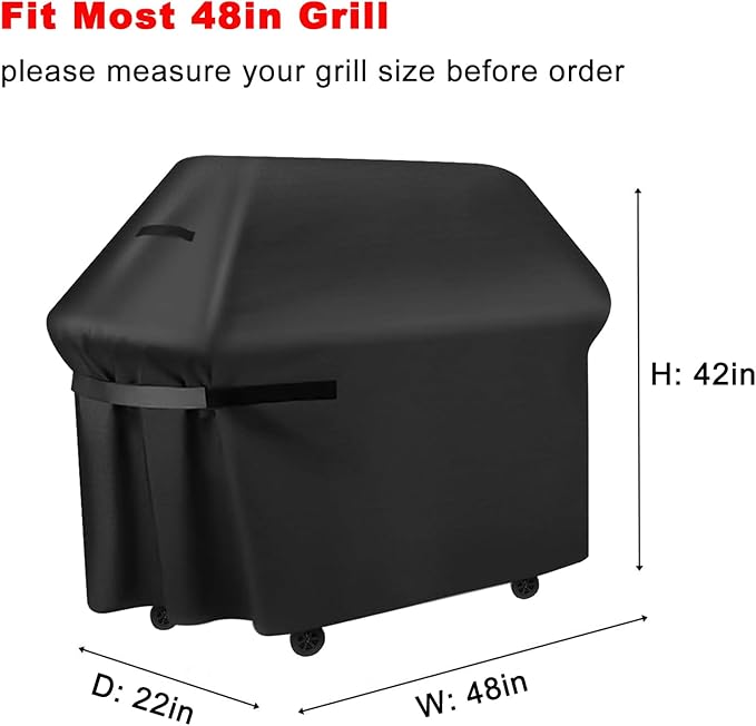 Grill Cover, 48-Inch BBQ Grill Cover Heavy Duty Waterproof UV Resistant Tear Resistant for Outdoor Grill, Compatible for Nexgrill Brinkmann Weber Dyna-glo