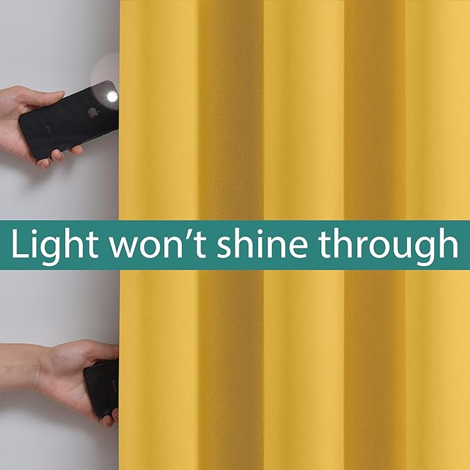 Yakamok 100% Blackout Lined Panels, Thermal Insulated Blackout Curtains