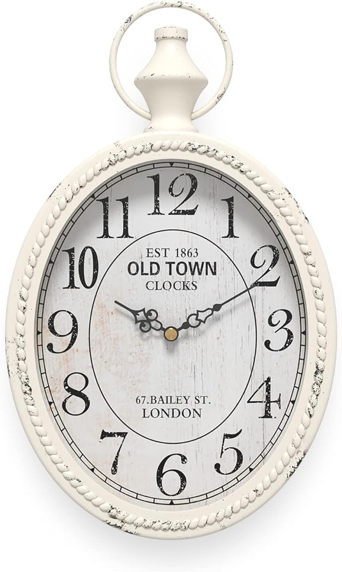 Menterry Small Retro Oval Wall Clock, Antique Old Design, Battery Operated